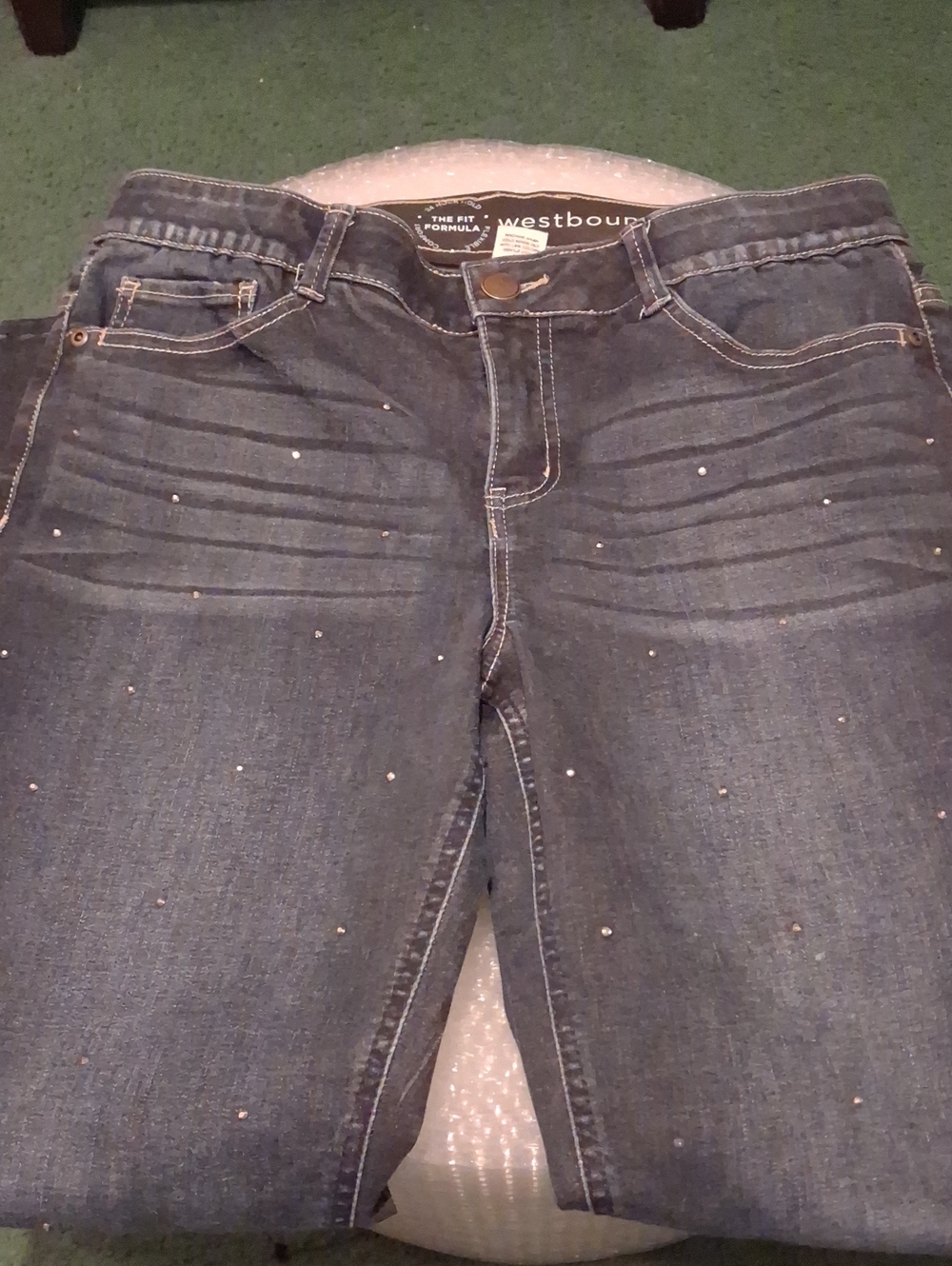 Westbound Women's Dark Blue Skinny Jeans with Sparkle Studs Sz 10R